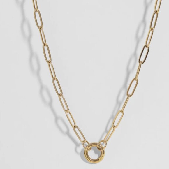 Beautiful Necklace Gemstone Pendant Gold Paperclip Chain Moonstone Labradorite - Picture 11 of 13